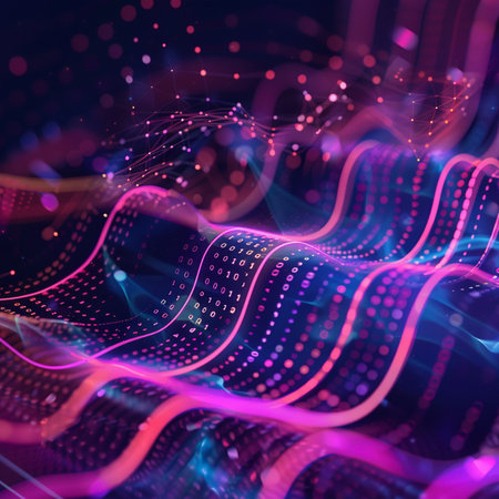 abstract background with glowing particles. 3d rendering, 3d illustration.の素材