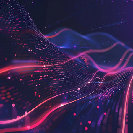 3d vector abstract background. Futuristic wave with glowing particles.の素材