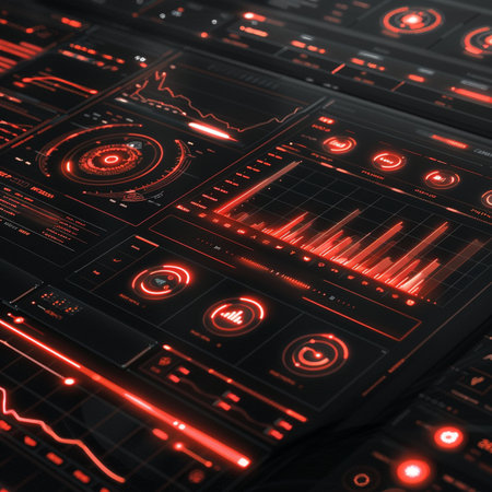 Futuristic HUD interface. 3d rendering toned image double exposureの素材