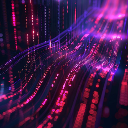 abstract technology background with glowing lines and dots. 3d renderingの素材