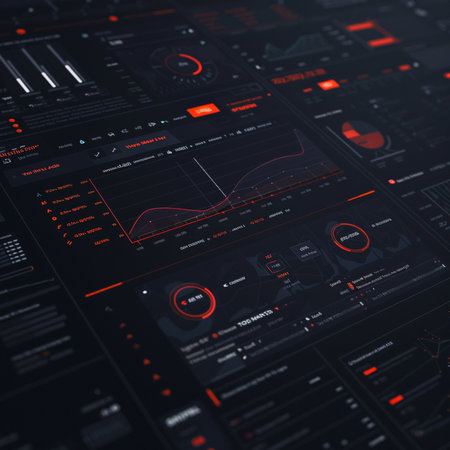 Futuristic user interface with graphs and charts. 3d renderingの素材