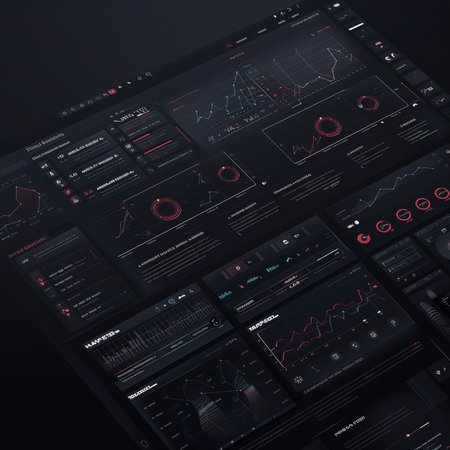 Futuristic user interface with charts and graphs. 3d renderingの素材