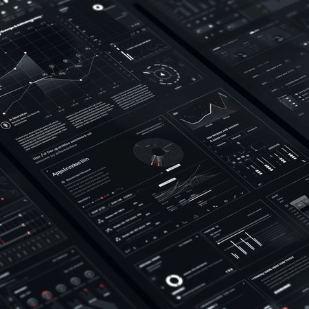 Futuristic user interface with charts, graphs and diagrams. 3d renderingの素材