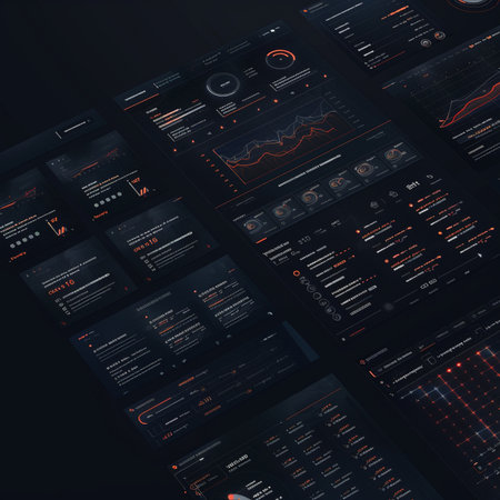 Futuristic user interface with charts and diagrams. 3d renderingの素材