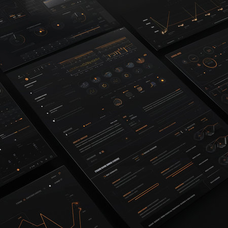 Highly rendering of modern virtual graphic touch user interface in black colorの素材
