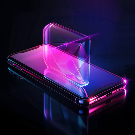Vector illustration of mobile phone with envelope on the screen. 3d isometric style.の素材