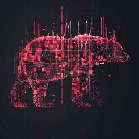 Abstract polygonal bear on dark background. Futuristic style vector illustration.の素材