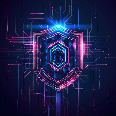 Abstract cyber security concept. Futuristic technology style. Vector illustration.の素材