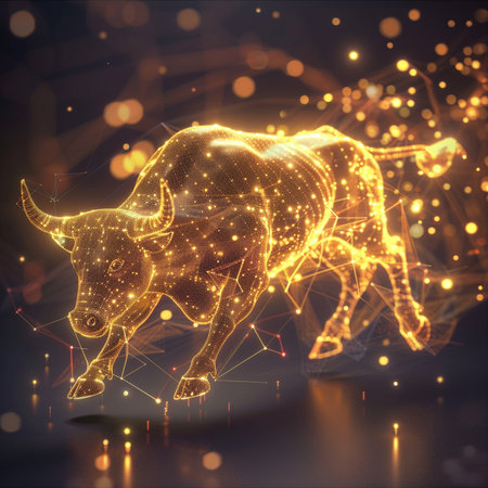 Abstract bull on a dark background. 3d rendering, 3d illustration.の素材