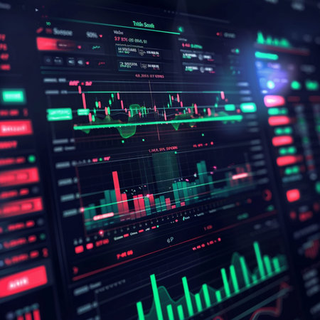 Stock market data on monitor. Finance and trade concept. 3D Renderingの素材