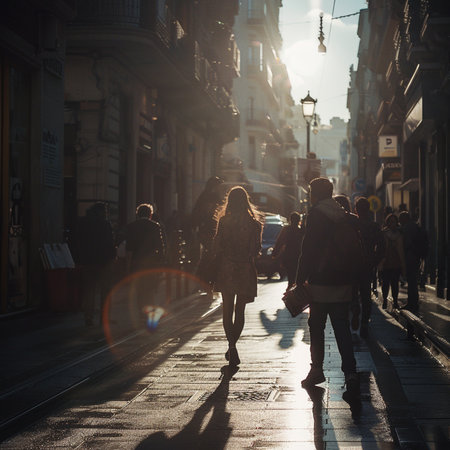 People in the city centerの素材