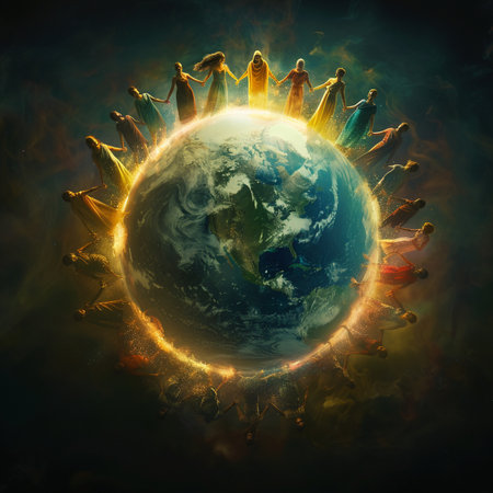 Earth planet in the rays of the rising sun. 3d renderingの素材