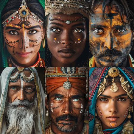 Portrait of a group of Indian people. Ethnicity concept.の素材
