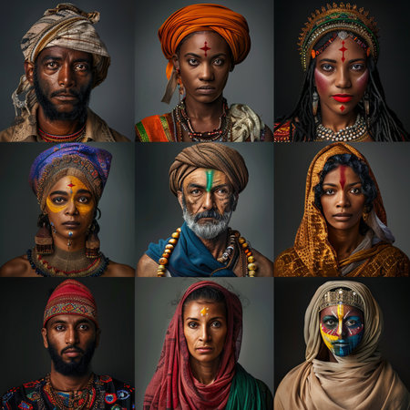 Portraits of a group of people from all over the world.の素材