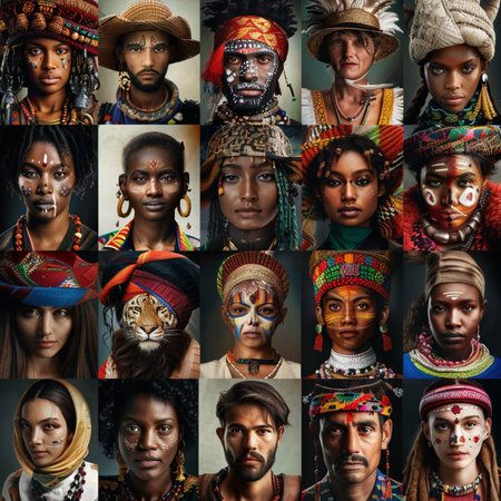 Portrait of a group of African people with different ethnicities.の素材