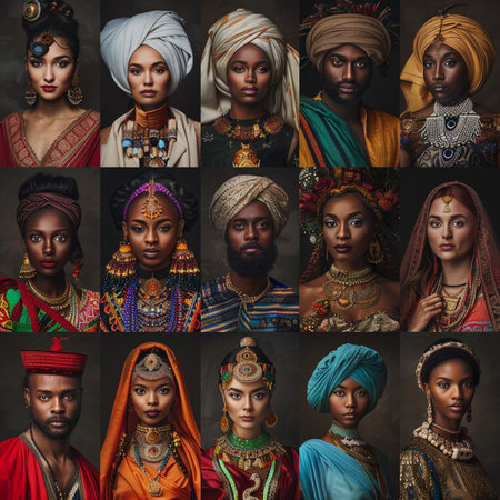 Portrait of beautiful african american women in traditional clothing.の素材
