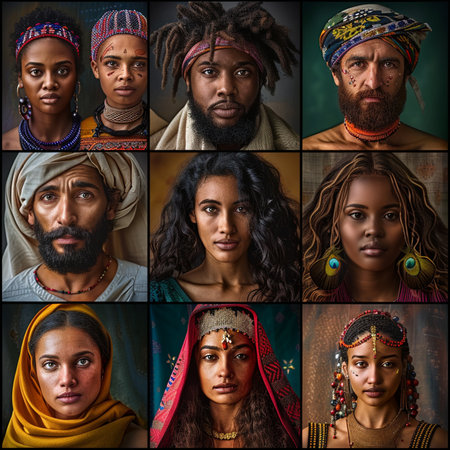Portraits of diverse people from different cultures, cultures and nationalitiesの素材