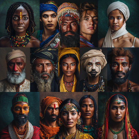 Portrait of a group of people from different cultures and ethnicities.の素材