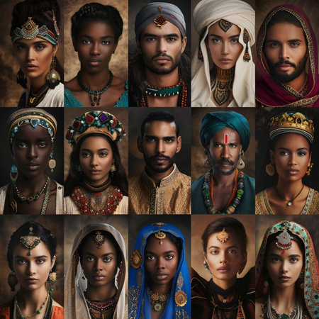 Portrait of beautiful african american women in traditional clothing.の素材