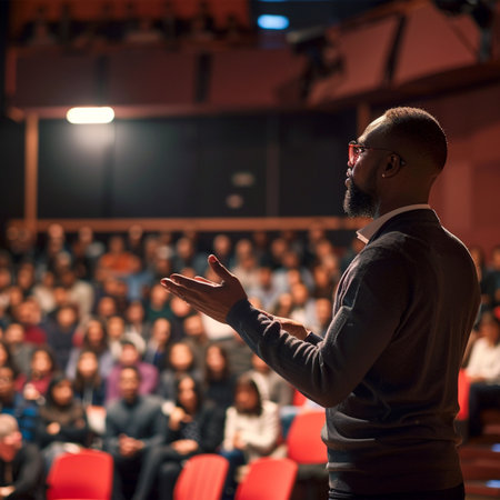 Speaker at Business Conference and Presentation. Audience at the conference hall. Business and Entrepreneurship.の素材