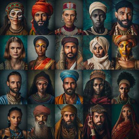 Portrait of a group of people of different nationalities and religionsの素材
