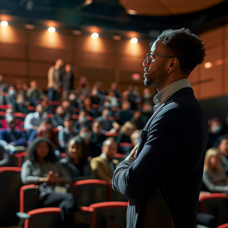Speaker at Business Conference and Presentation. Audience in the conference hall.の素材