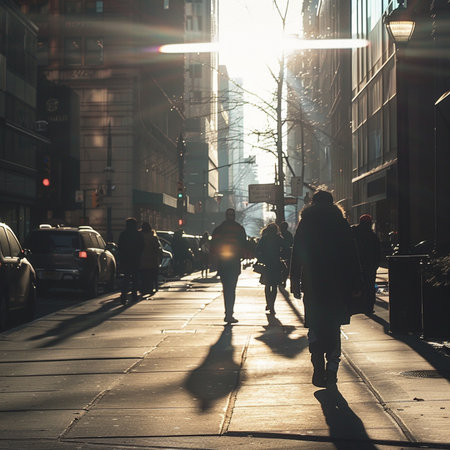 People in the city centerの素材