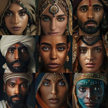 Collage of portraits of different ethnic people. Men and women.の素材
