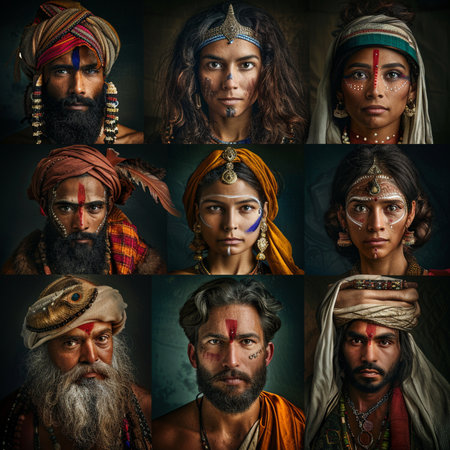 Portrait of Indian men with different face expressions and emotions.の素材
