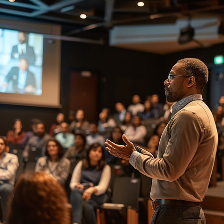 Speaker at Business Conference and Presentation. Audience at the conference hall. Business and Entrepreneurship.の素材