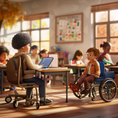 Pupils in the classroom at school. Elementary school. 3d renderingの素材