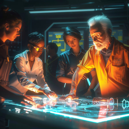 Group of young engineers working together in a modern office. They are using a tablet and a computer.の素材