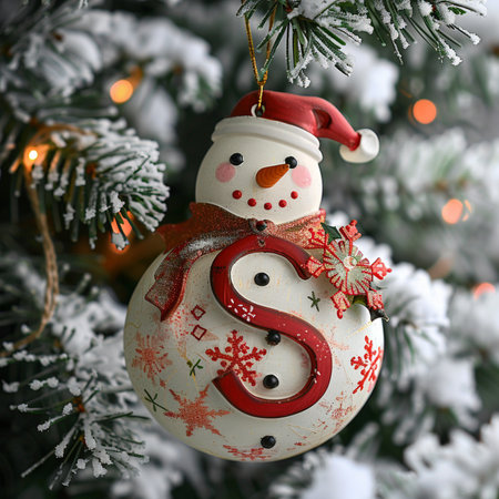 Snowman with dollar sign on christmas tree. Christmas background.の素材