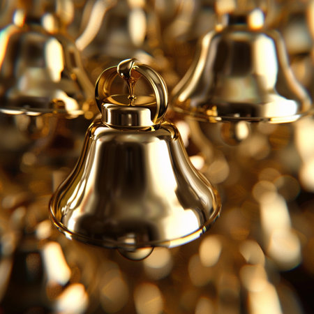 Close-up of golden bells. Shallow depth of field.の素材