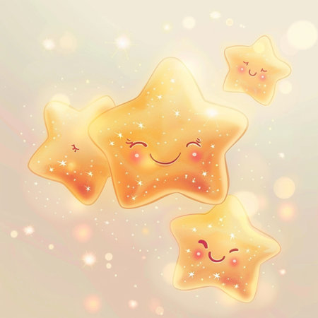 Cute kawaii stars on light background. Vector illustration.の素材