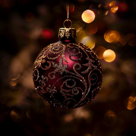 Christmas ball on bokeh background. New Year and Christmas conceptの素材