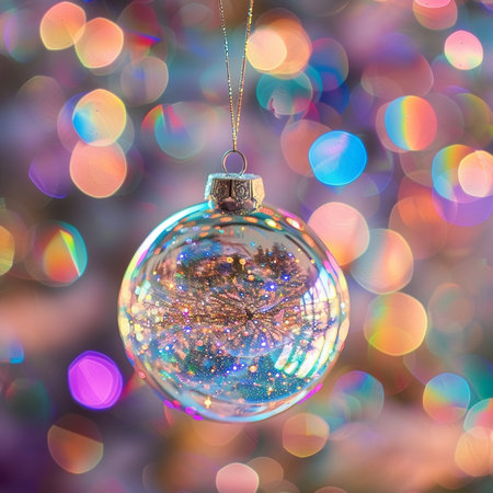 christmas ornaments on bokeh background, close upの素材