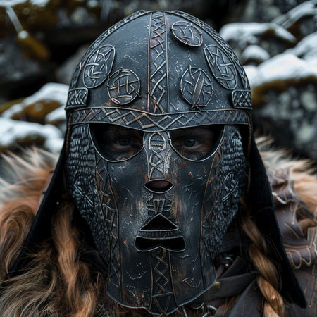 Member of history club Golden Capricorn wears medieval costume during historical reenactment of Kiev Liberation in 1943 in Kiev, Ukraine.の素材