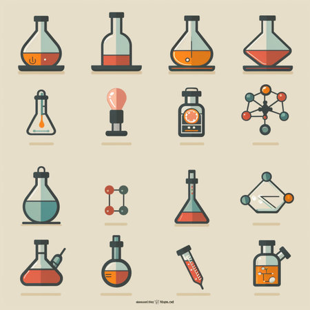 Chemistry icon set for web sites and user interface. Vector illustration.のイラスト素材