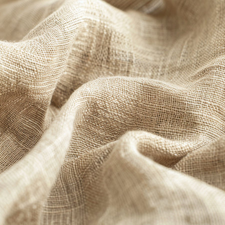 Texture of crumpled beige fabric as background, closeupの素材