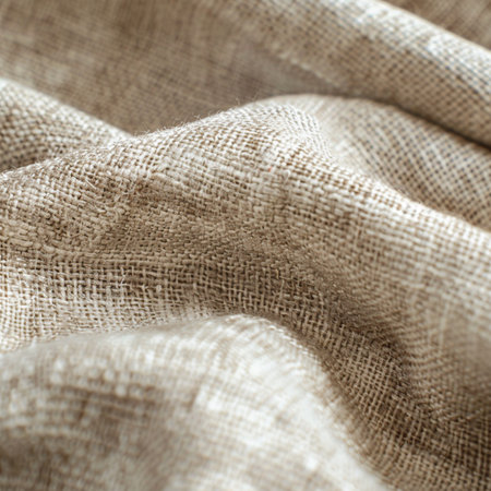 Linen fabric texture background. Close-up of burlap material.の素材