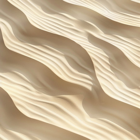 Beige sand with waves as a background. 3D illustrations.の素材