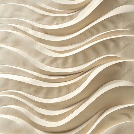 3d rendering of abstract wavy surface made of white plastic.の素材
