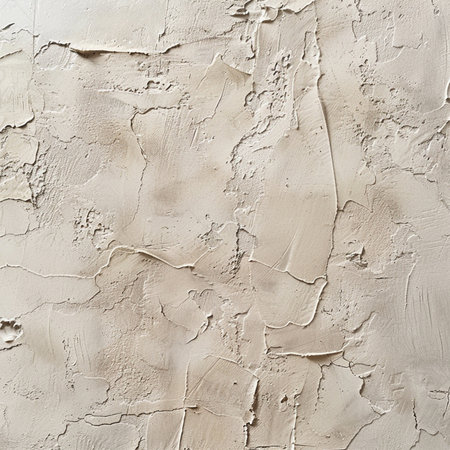 Texture of old rustic wall covered with beige stuccoの素材