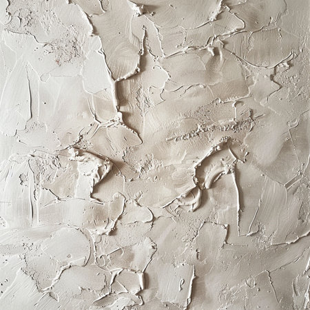 abstract background of white painted wall with cracks and holes in itの素材