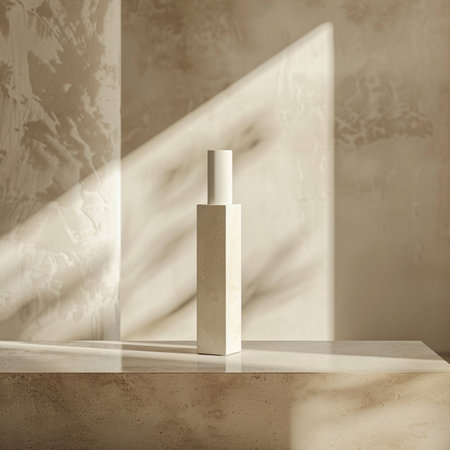 Minimalistic cosmetic product display podium, 3d render illustration.の素材