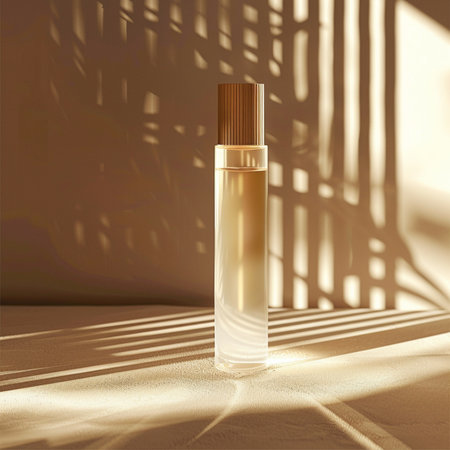 3d render of cosmetic bottle with pipette on the background of shadowsの素材