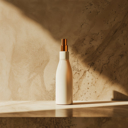 Cosmetic bottle mockuple background. 3d rendering.の素材