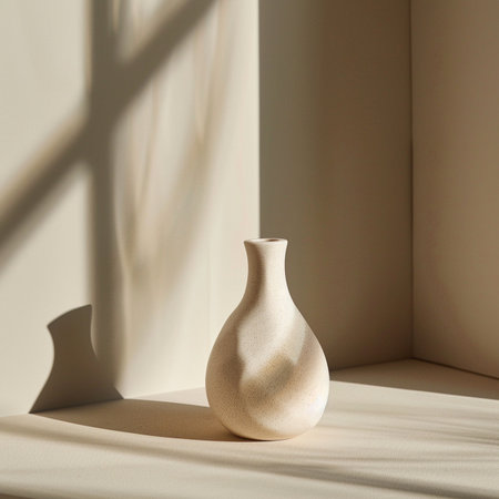 Ceramic vase on a light background. 3d renderingの素材
