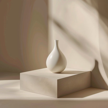 3d render of a white vase on a beige backgroundの素材
